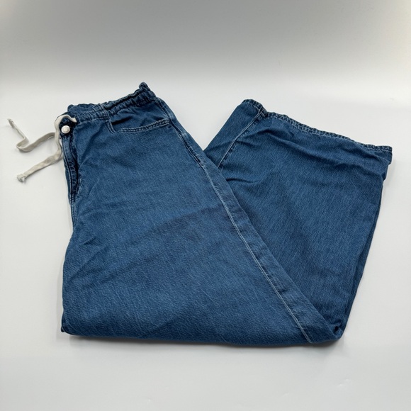 Gap Denim Pull On Baggy Jeans Size Large Medium Wash Drawstring Waist - Picture 1 of 8